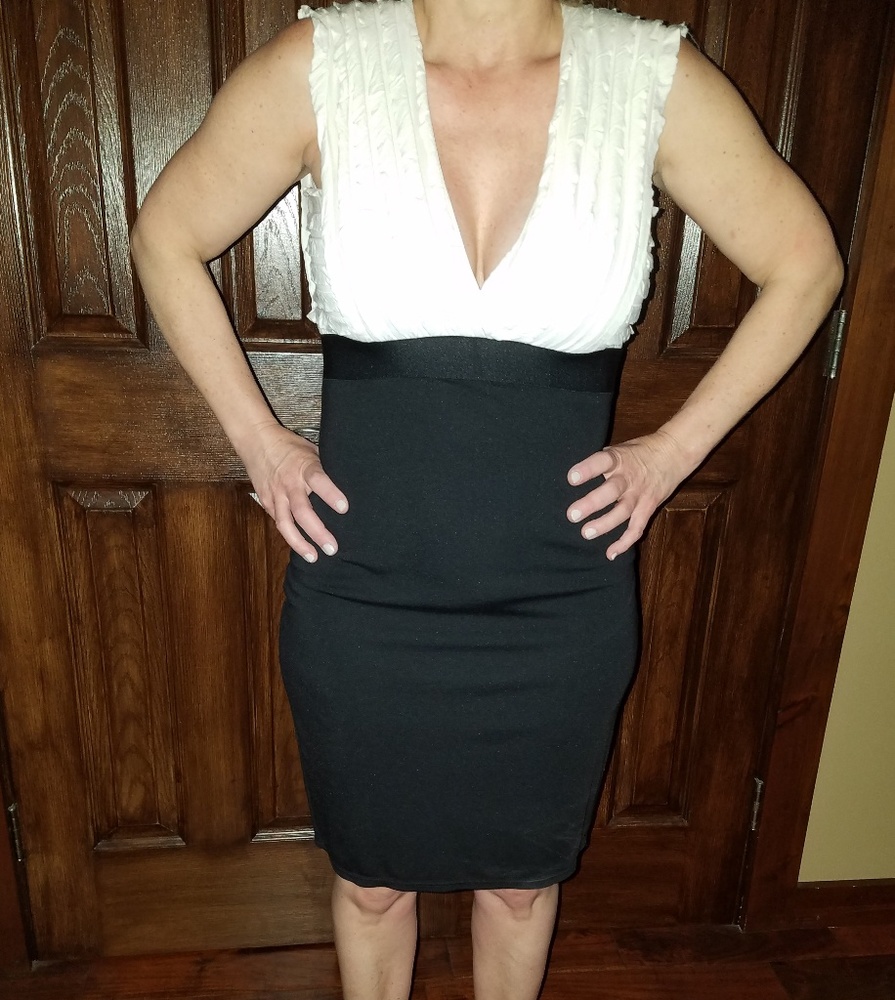 Max studios black and white scalloped top dress